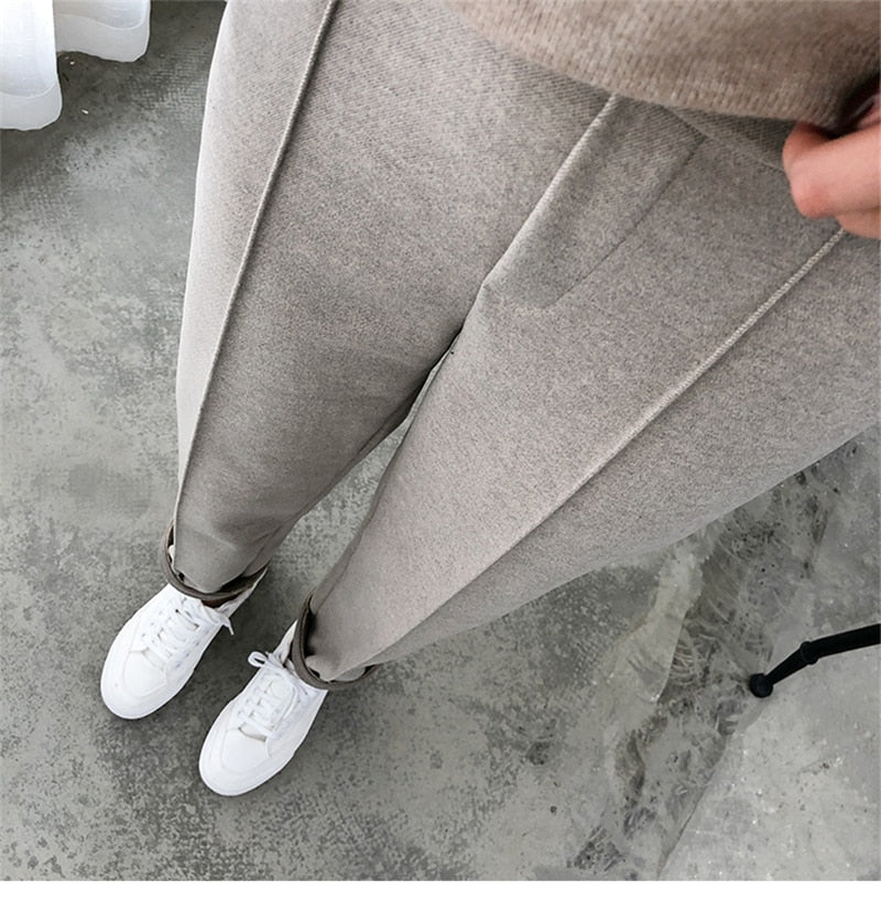 best HLBCBG Winter Thicken Women Pencil Pants Plus Size Wool Pants Female Autumn High Waist Loose Trousers Capris Good Fabric 0 shop online at M2K Trends for