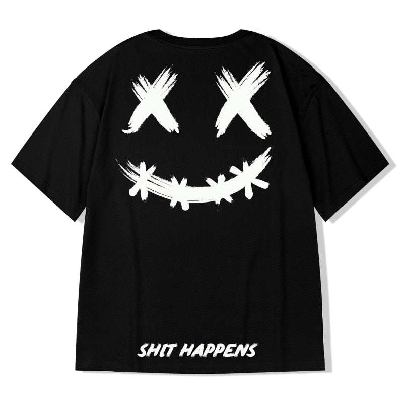 best HMZ 2022 T Shirt Streetwear Men Oversize Hip Hop T-Shirt Smile Print Harajuku Tshirt Summer Short Sleeve Cotton Loose Tops Tees 0 shop online at M2K Trends for