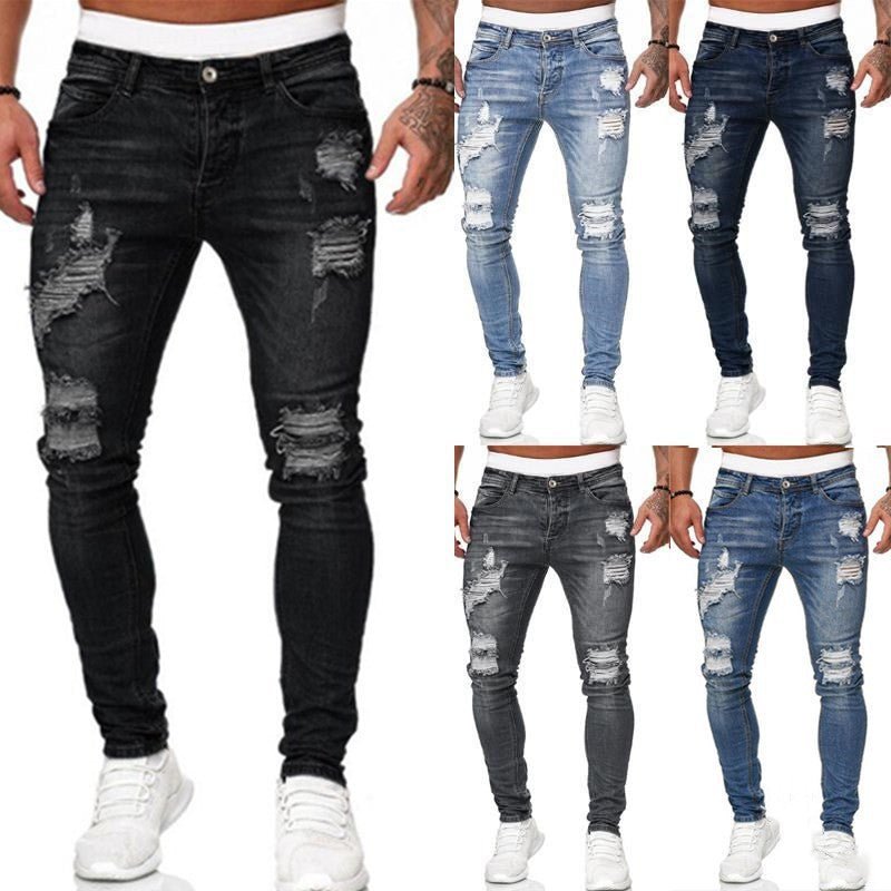 best Hole-Worn White pants With Small Feet Clothing shop online at M2K Trends for mens pants