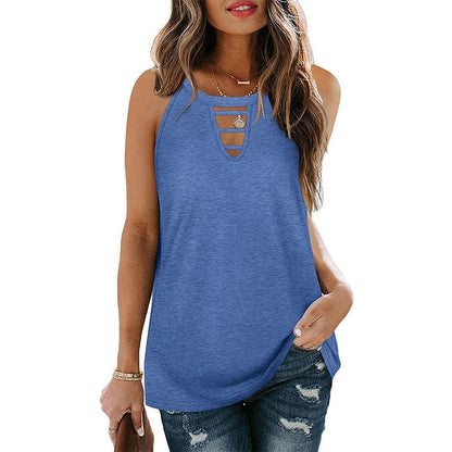 best Hollow Sleeveless Casual Vest Tshirt Women Clothing shop online at M2K Trends for