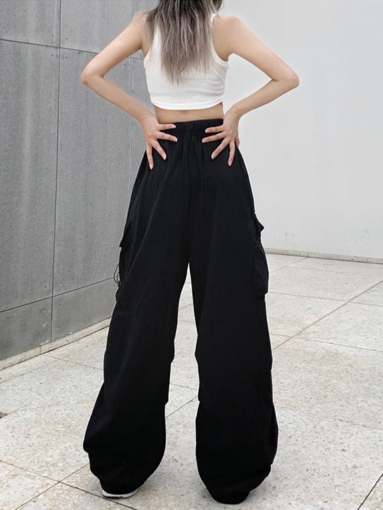 best HOUZHOU Harajuku Parachute Pants Y2K Streetwear Wide Leg Baggy Cargo Trousers Female Hippie Korean Edgy Style Jogging Sweatpants 0 shop online at M2K Trends for