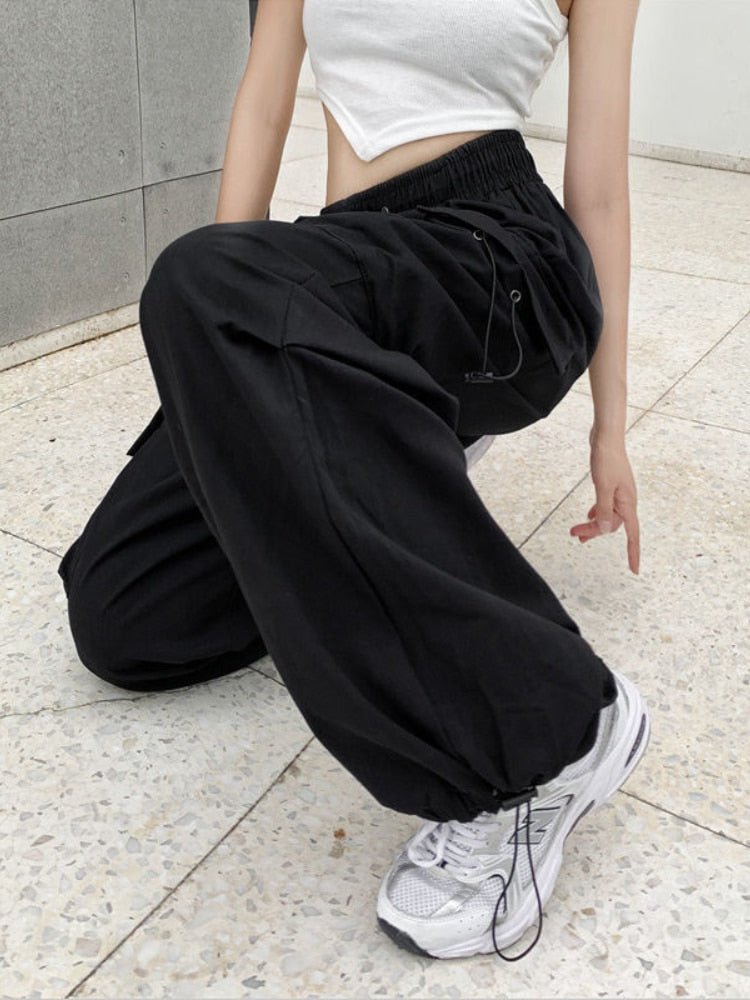 best HOUZHOU Harajuku Parachute Pants Y2K Streetwear Wide Leg Baggy Cargo Trousers Female Hippie Korean Edgy Style Jogging Sweatpants 0 shop online at M2K Trends for