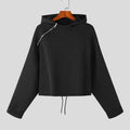 best INCERUN Tops 2023 Korean Style New Men High-waisted Drawcord Hooded Casual Streetwear Solid All-match Zippered Sweatshirts S-5XL shop online at M2K Trends for