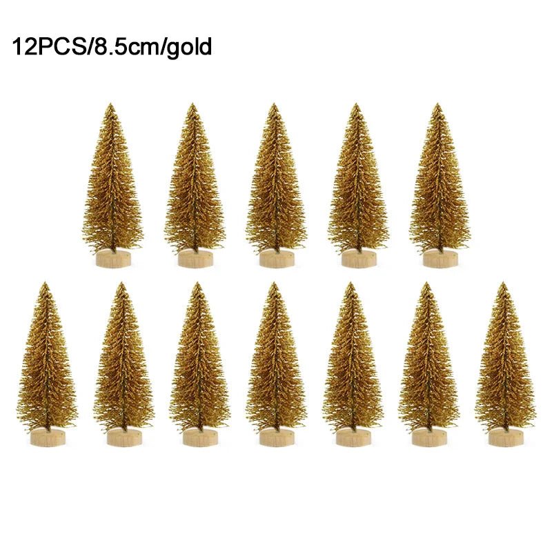 best inexpensive 12pcs Mini Christmas Tree Pine Tree DIY Christmas Decorations For Home Table Navidad Xmas Ornaments New Year Decor Kids Gift shop online at M2K Trends for