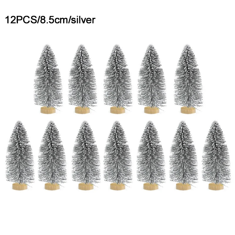 best inexpensive 12pcs Mini Christmas Tree Pine Tree DIY Christmas Decorations For Home Table Navidad Xmas Ornaments New Year Decor Kids Gift shop online at M2K Trends for