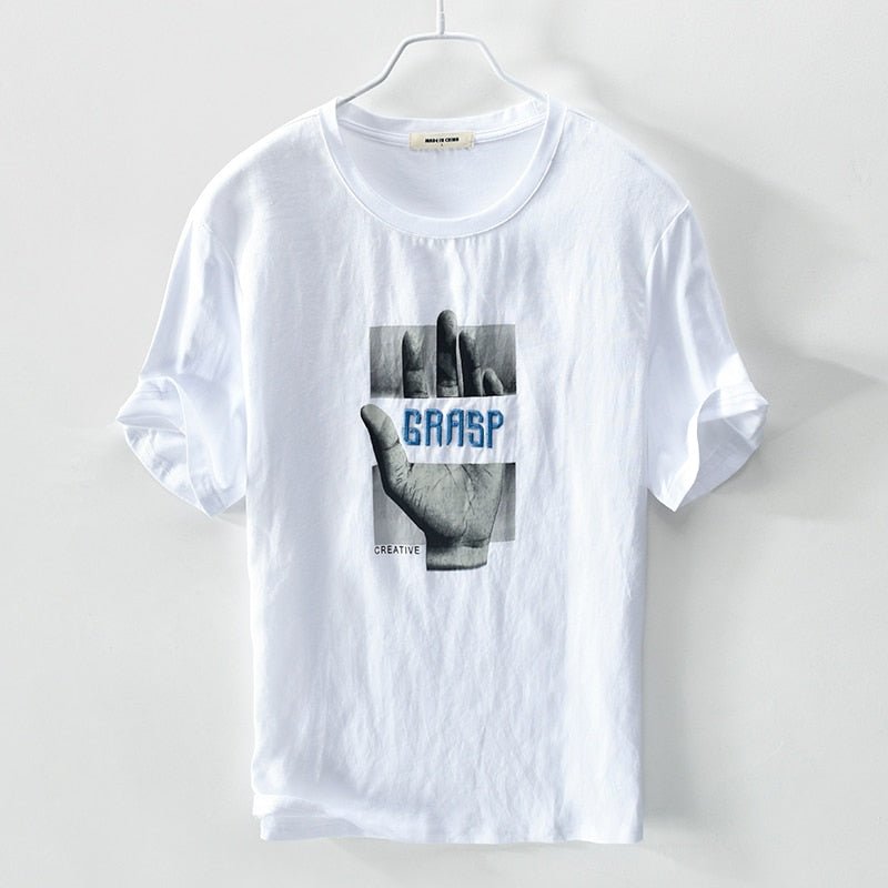best Italy brand linen short sleeve t-shirt men casual loose t shirt mens cartoon embroidery stitching round neck tshirt male camisa 0 shop online at M2K Trends for