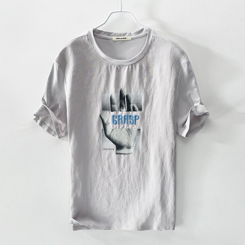 best Italy brand linen short sleeve t-shirt men casual loose t shirt mens cartoon embroidery stitching round neck tshirt male camisa 0 shop online at M2K Trends for