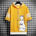 best Japan Fashion Men's Hoodies Summer Men Clothing Cartoon Short Sleeve Sweatshirts Men Casual Harajuku Streetwear Print Hooded Top 0 shop online at M2K Trends for