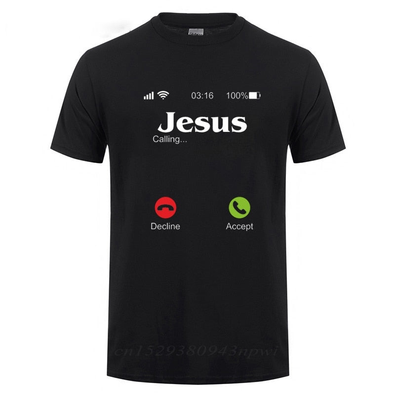 best Jesus Is Calling T Shirt Christ Christian Religion Faith Bible Catholics Gift T-Shirt For Men Male Short Sleeve O Neck Tshirt 0 shop online at M2K Trends for