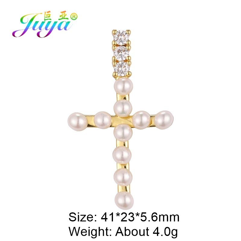 best Juya DIY 18K Real Gold Plated Wholesale Christian Cross Charms For Handmade Christmas Religious Rosary Pendant Jewelry Making Accessories shop online at M2K Trends for