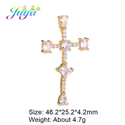 best Juya DIY 18K Real Gold Plated Wholesale Christian Cross Charms For Handmade Christmas Religious Rosary Pendant Jewelry Making Accessories shop online at M2K Trends for