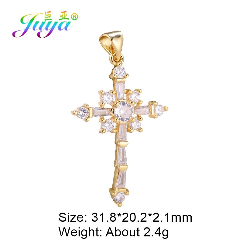 best Juya DIY 18K Real Gold Plated Wholesale Christian Cross Charms For Handmade Christmas Religious Rosary Pendant Jewelry Making Accessories shop online at M2K Trends for