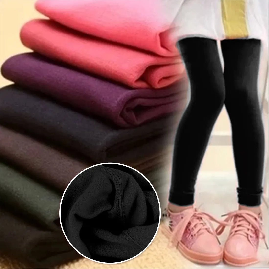 best Kids Leggings Thicken Velvet Thermal Cotton Pants For Boys Girls Warm Trousers Solid Color Elastic Autumn Winter 3-12 years shop online at M2K Trends for
