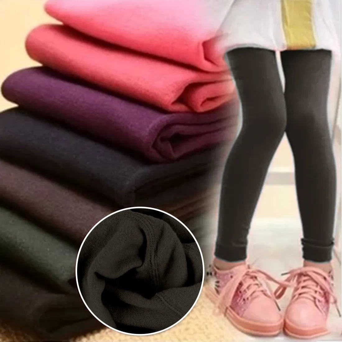 best Kids Leggings Thicken Velvet Thermal Cotton Pants For Boys Girls Warm Trousers Solid Color Elastic Autumn Winter 3-12 years shop online at M2K Trends for