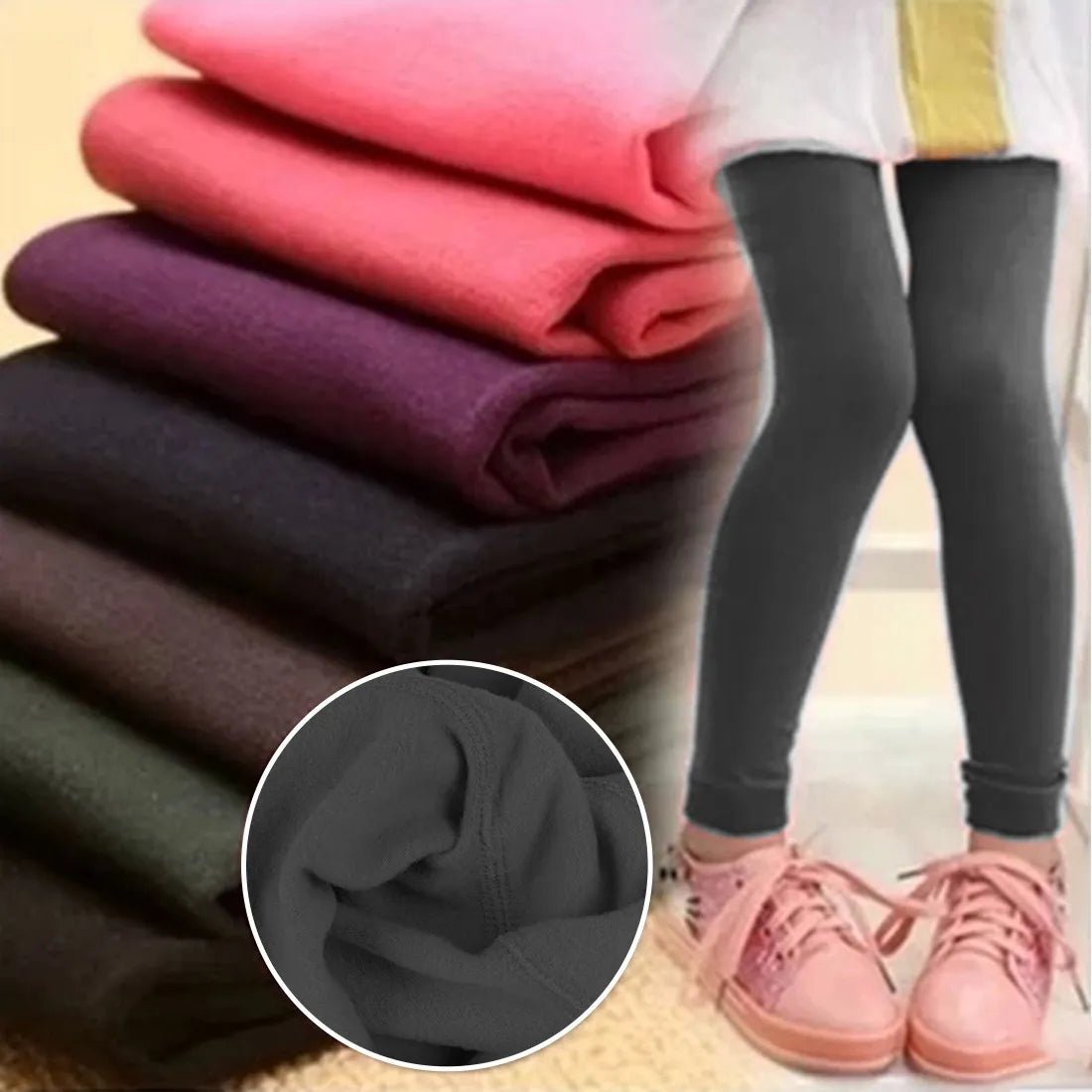 best Kids Leggings Thicken Velvet Thermal Cotton Pants For Boys Girls Warm Trousers Solid Color Elastic Autumn Winter 3-12 years shop online at M2K Trends for