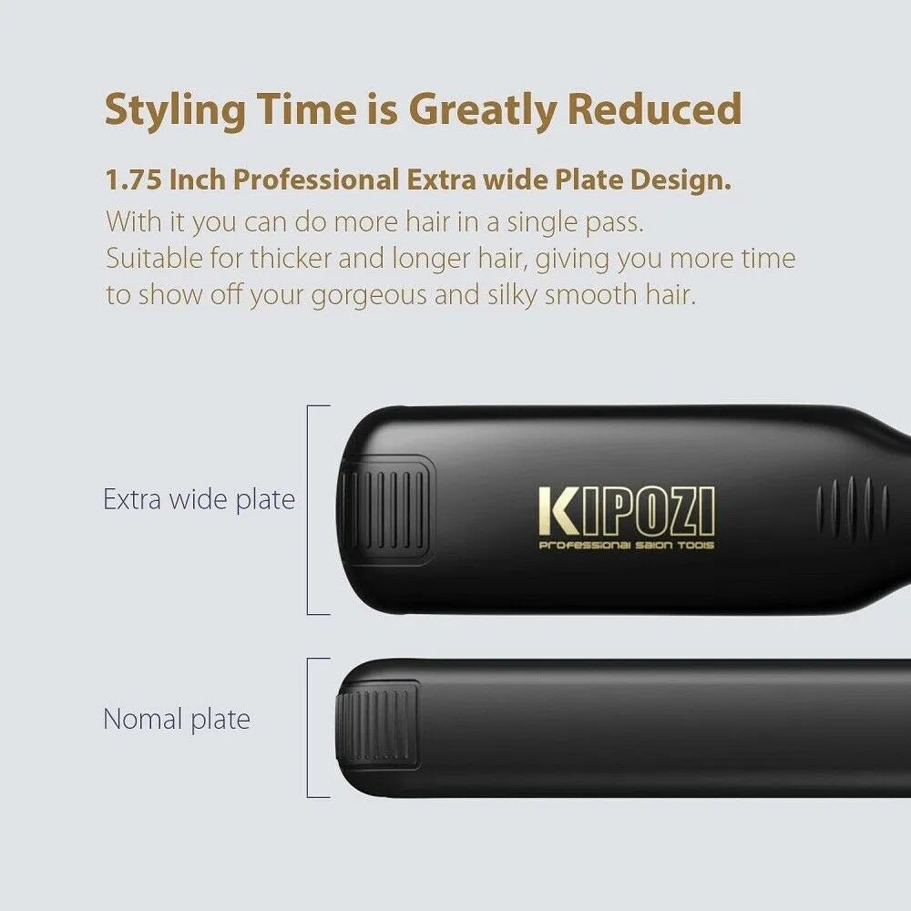 best KIPOZI Professional Titanium Flat Iron Hair Straightener with Digital LCD Display Dual Voltage Instant Heating Curling Iron shop online at M2K Trends for