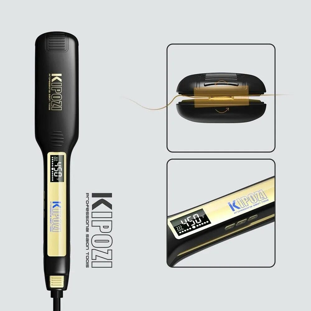 best KIPOZI Professional Titanium Flat Iron Hair Straightener with Digital LCD Display Dual Voltage Instant Heating Curling Iron shop online at M2K Trends for