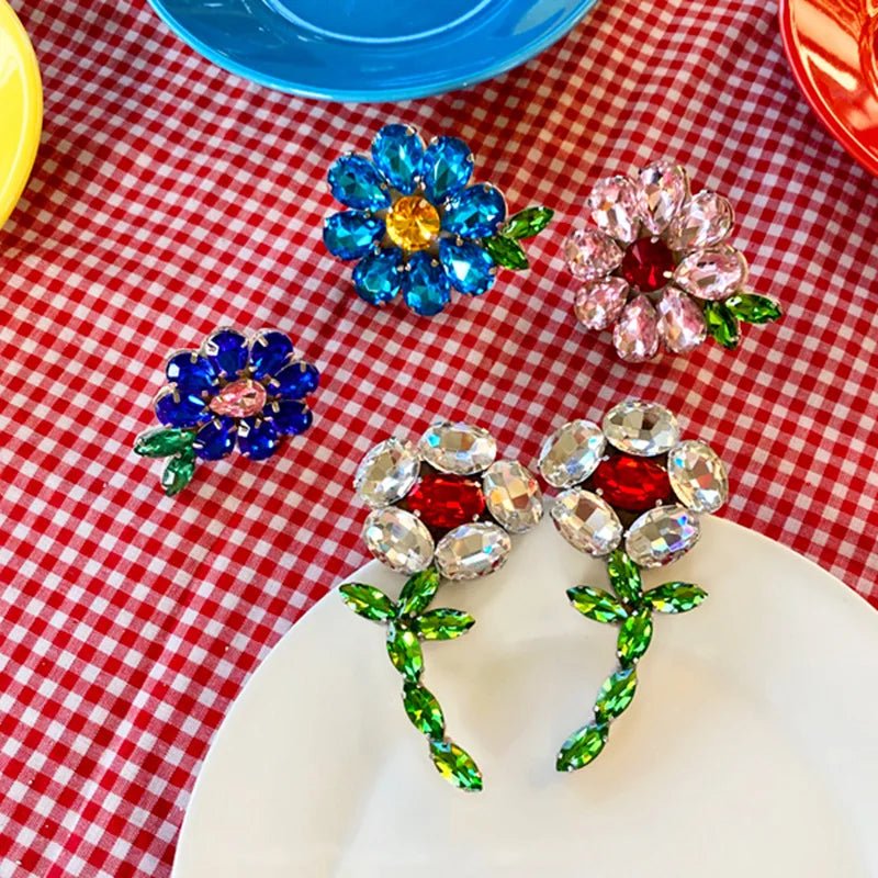 best Korean Charms Candy Color Flower Rings for Women Metal Vintage Sweet Crystal Y2K Rings Jewelry Friendship 90s 00s Style Gifts shop online at M2K Trends for