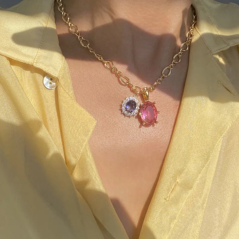 best Korean Charms Rainbow Crystal Necklace For Women Metal Vintage Y2K Choker Necklace Gossip Girls 90s Style Aesthetics Friends shop online at M2K Trends for