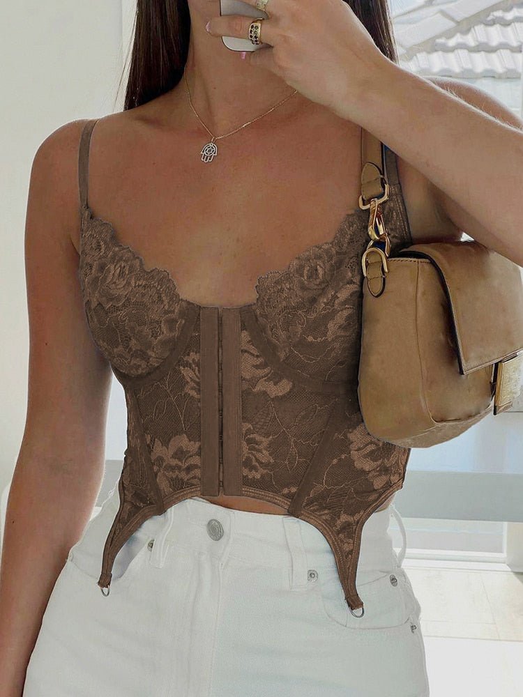 best Lace Floral Y2K Chic Bodycon Camis Sexy Retro Fairycore Grunge Cropped Corset Tank Tops Harajuku Solid Blue Shirts Cuteandpsycho 0 shop online at M2K Trends for