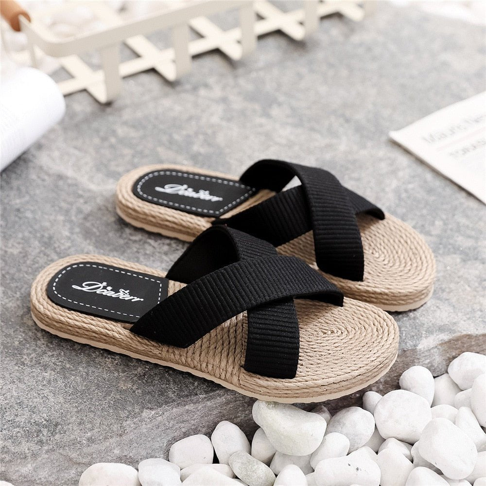 best Ladies New Slippers Summer Cross Drag Fashion Hemp Rope Outer Wear Slippers Casual Sandals and Slippers 0 shop online at M2K Trends for