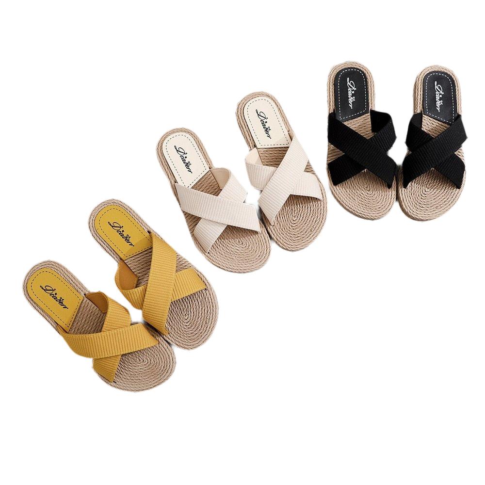 best Ladies New Slippers Summer Cross Drag Fashion Hemp Rope Outer Wear Slippers Casual Sandals and Slippers 0 shop online at M2K Trends for