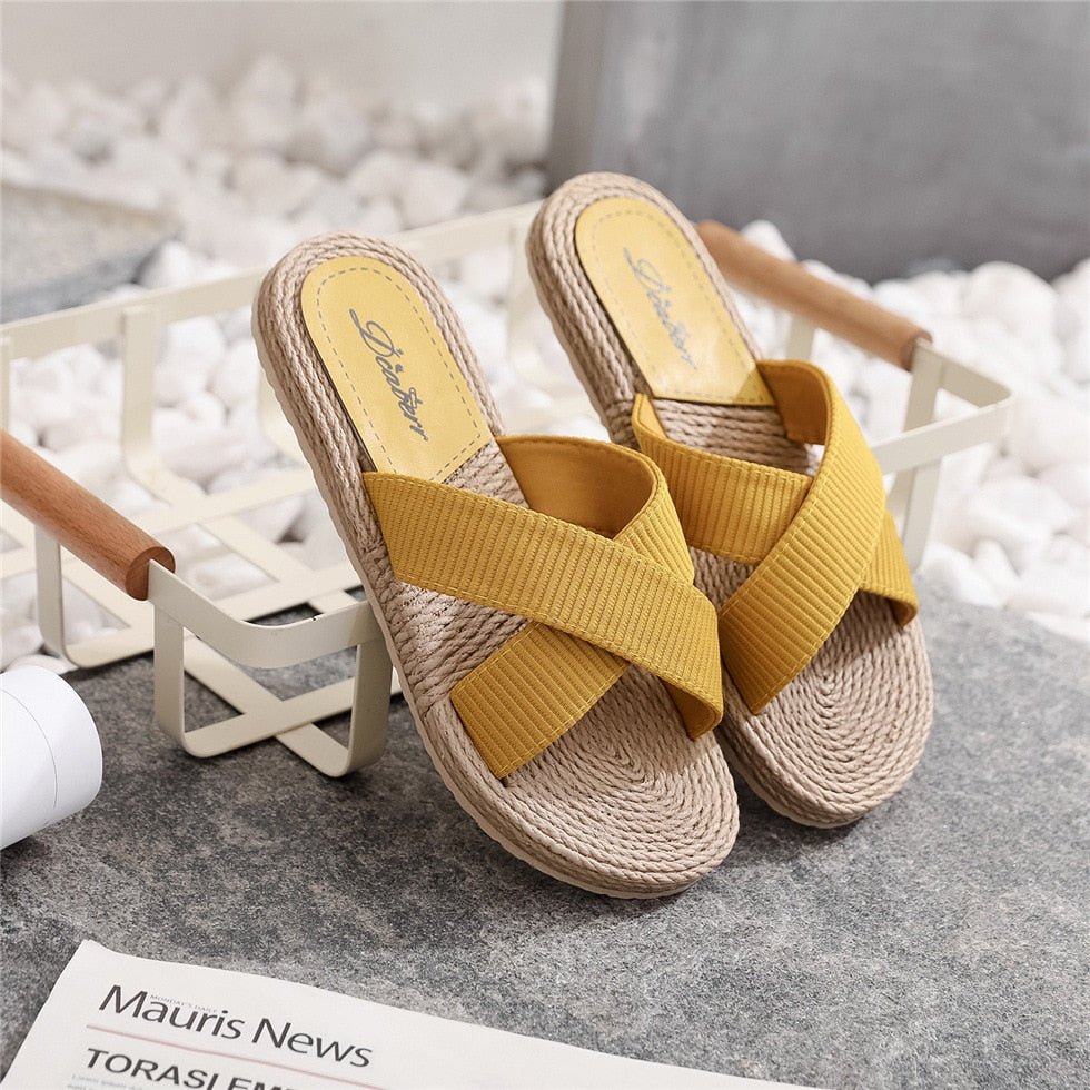 best Ladies New Slippers Summer Cross Drag Fashion Hemp Rope Outer Wear Slippers Casual Sandals and Slippers 0 shop online at M2K Trends for