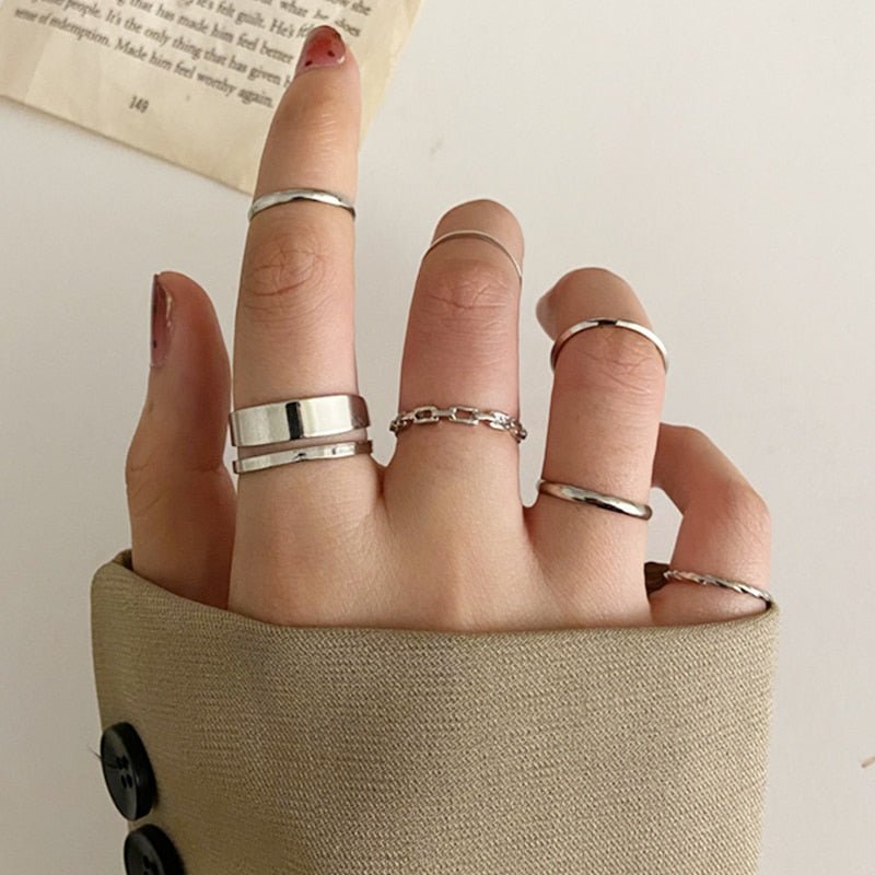 best 7pcs Fashion Jewelry Rings Set Hot Selling Metal Hollow Round Opening Women Finger Ring for Girl Lady Party Wedding Gifts Jewelry & Watches shop online at M2K Trends for Fashion Jewelry