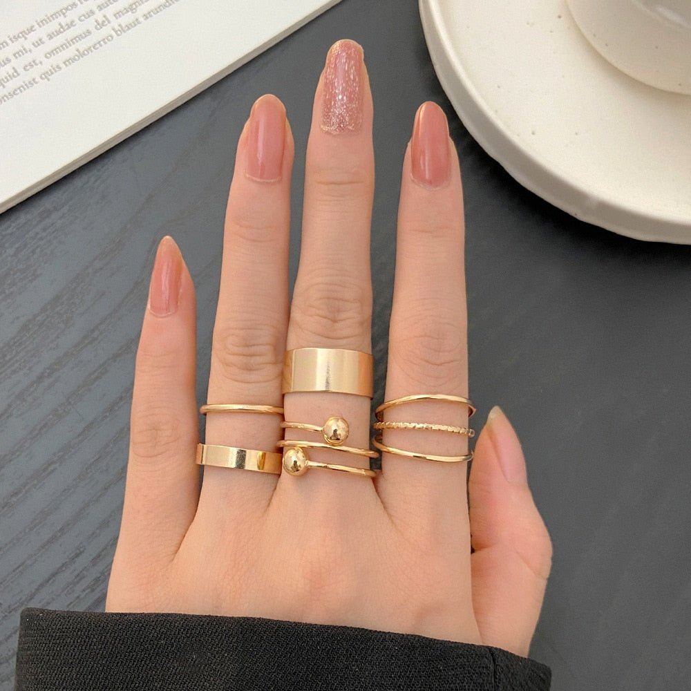 best 7pcs Fashion Jewelry Rings Set Hot Selling Metal Hollow Round Opening Women Finger Ring for Girl Lady Party Wedding Gifts Jewelry & Watches shop online at M2K Trends for Fashion Jewelry