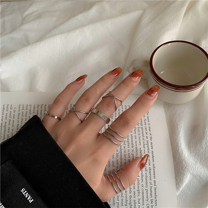 best 7pcs Fashion Jewelry Rings Set Hot Selling Metal Hollow Round Opening Women Finger Ring for Girl Lady Party Wedding Gifts Jewelry & Watches shop online at M2K Trends for Fashion Jewelry