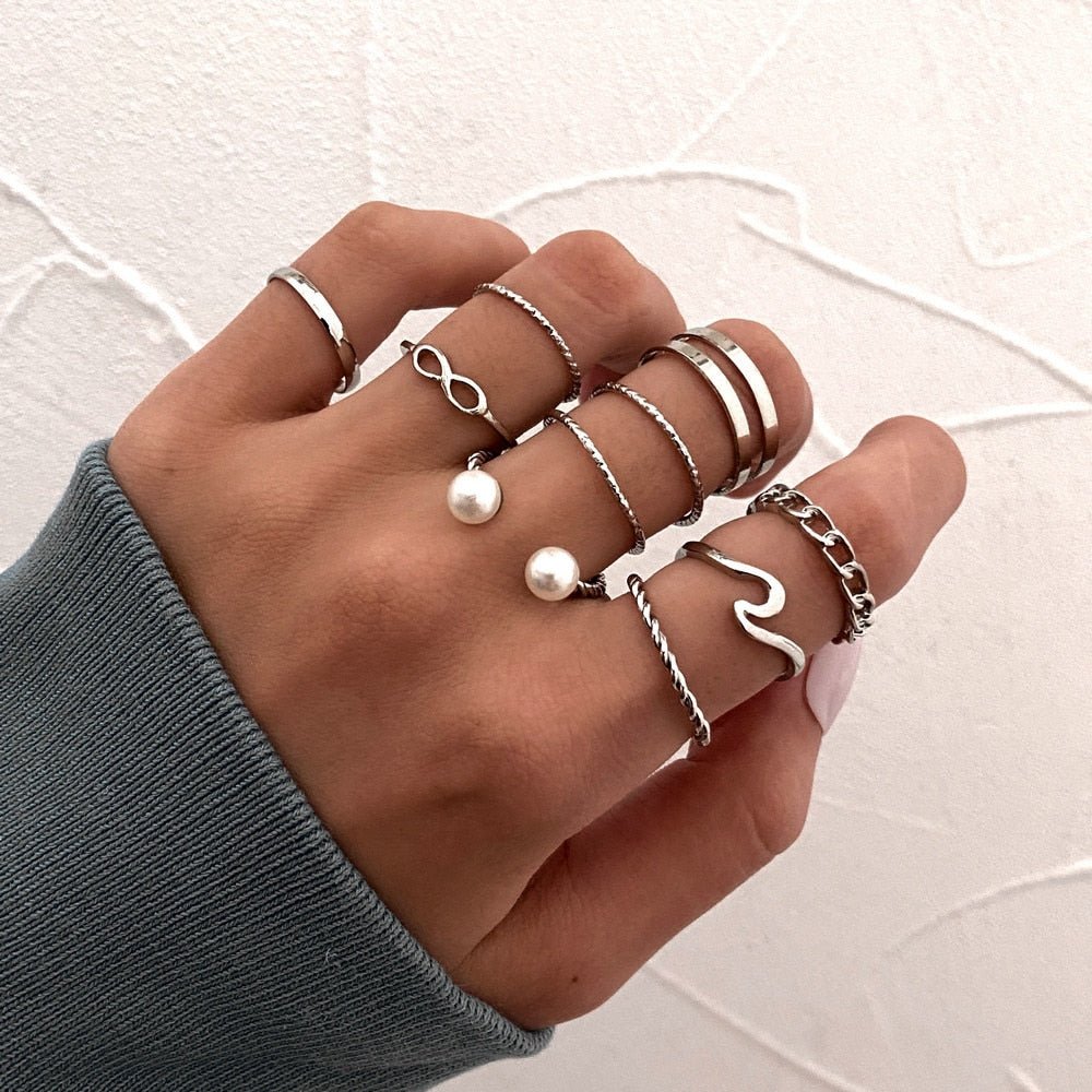 best 7pcs Fashion Jewelry Rings Set Hot Selling Metal Hollow Round Opening Women Finger Ring for Girl Lady Party Wedding Gifts Jewelry & Watches shop online at M2K Trends for Fashion Jewelry