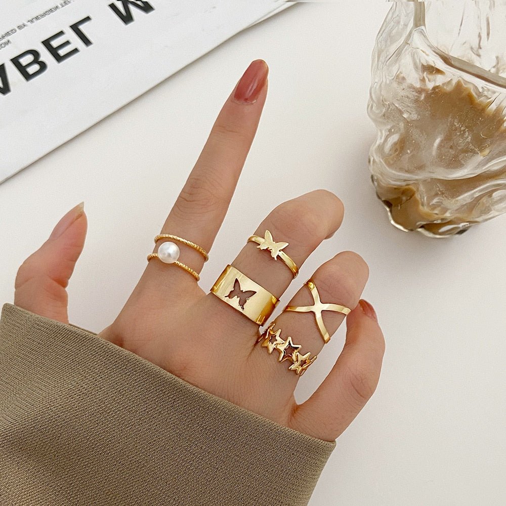 best 7pcs Fashion Jewelry Rings Set Hot Selling Metal Hollow Round Opening Women Finger Ring for Girl Lady Party Wedding Gifts Jewelry & Watches shop online at M2K Trends for Fashion Jewelry