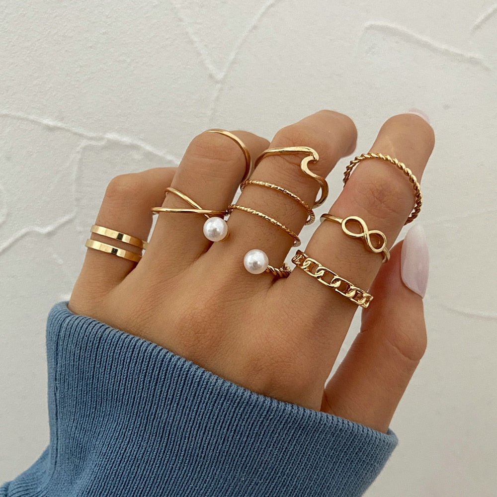 best 7pcs Fashion Jewelry Rings Set Hot Selling Metal Hollow Round Opening Women Finger Ring for Girl Lady Party Wedding Gifts Jewelry & Watches shop online at M2K Trends for Fashion Jewelry