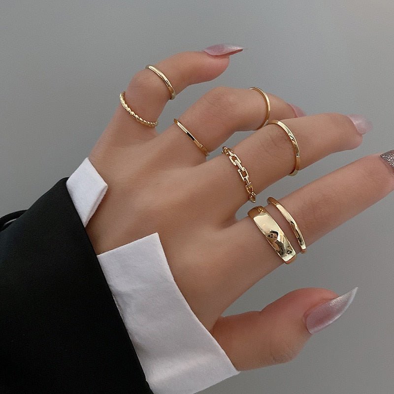 best 7pcs Fashion Jewelry Rings Set Hot Selling Metal Hollow Round Opening Women Finger Ring for Girl Lady Party Wedding Gifts Jewelry & Watches shop online at M2K Trends for Fashion Jewelry