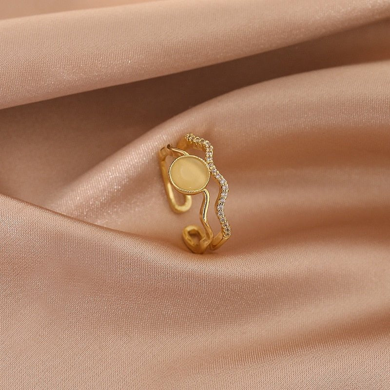 best LATS Luxury Gold Color Pearl Zircon Rings for Woman 2021 Vintage Sexy Open Ring Party Joint Ring Fashion Elegant Jewelry Gifts Jewelry & Watches shop online at M2K Trends for Jewelry Sets & More