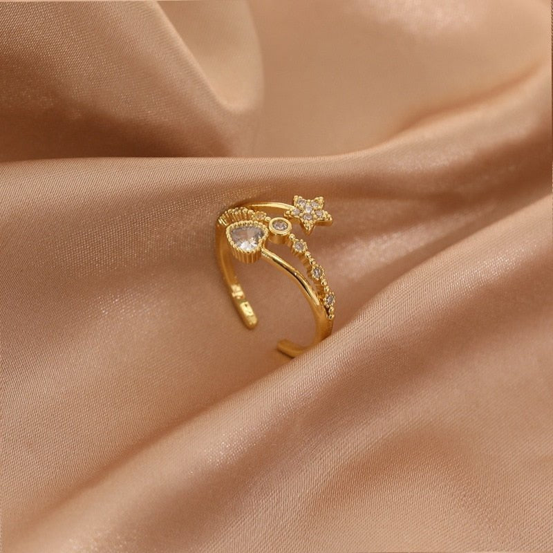 best LATS Luxury Gold Color Pearl Zircon Rings for Woman 2021 Vintage Sexy Open Ring Party Joint Ring Fashion Elegant Jewelry Gifts Jewelry & Watches shop online at M2K Trends for Jewelry Sets & More