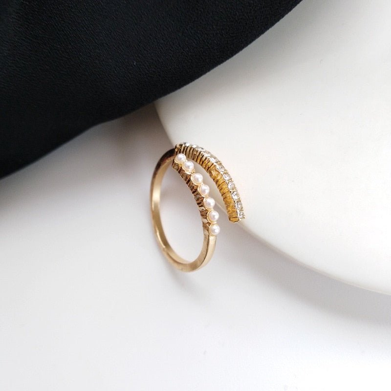 best LATS Luxury Gold Color Pearl Zircon Rings for Woman 2021 Vintage Sexy Open Ring Party Joint Ring Fashion Elegant Jewelry Gifts Jewelry & Watches shop online at M2K Trends for Jewelry Sets & More
