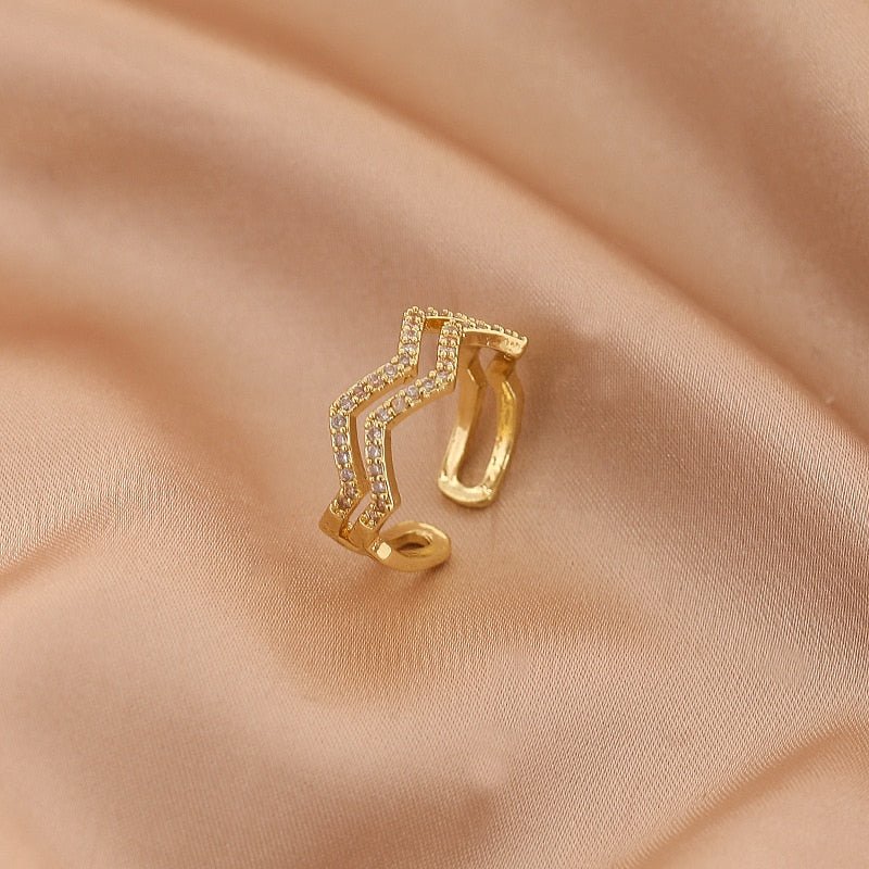 best LATS Luxury Gold Color Pearl Zircon Rings for Woman 2021 Vintage Sexy Open Ring Party Joint Ring Fashion Elegant Jewelry Gifts Jewelry & Watches shop online at M2K Trends for Jewelry Sets & More