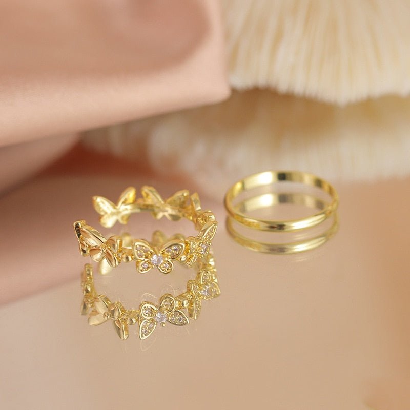 best LATS Luxury Gold Color Pearl Zircon Rings for Woman 2021 Vintage Sexy Open Ring Party Joint Ring Fashion Elegant Jewelry Gifts Jewelry & Watches shop online at M2K Trends for Jewelry Sets & More