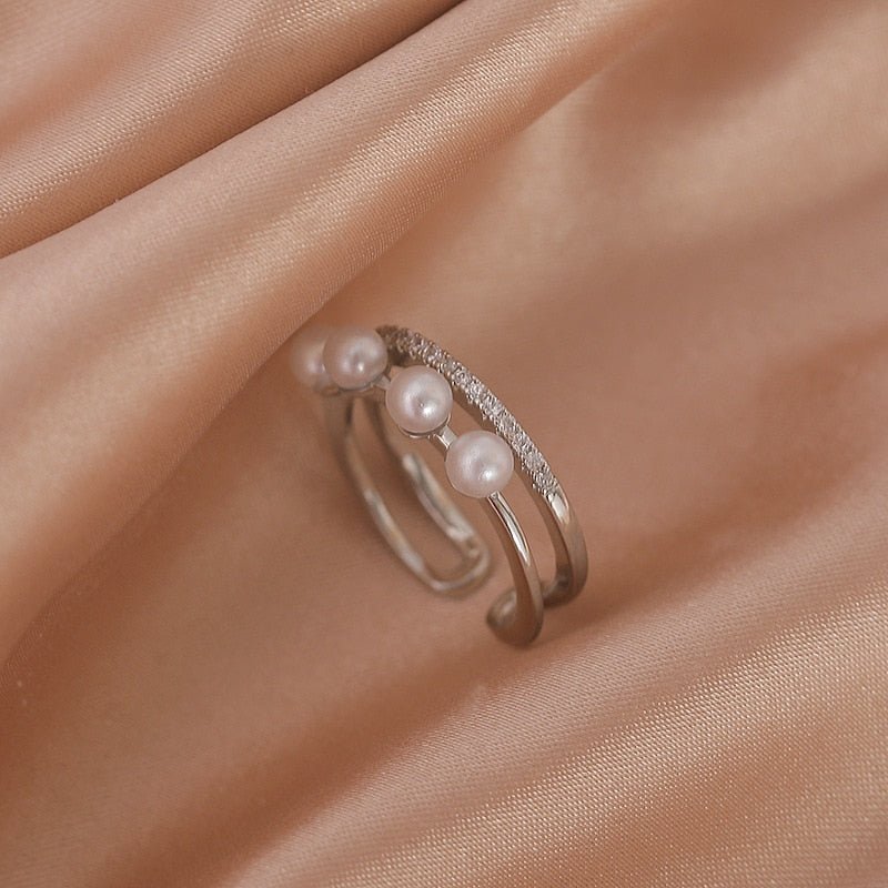 best LATS Luxury Gold Color Pearl Zircon Rings for Woman 2021 Vintage Sexy Open Ring Party Joint Ring Fashion Elegant Jewelry Gifts Jewelry & Watches shop online at M2K Trends for Jewelry Sets & More