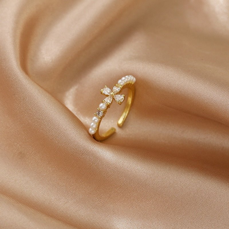 best LATS Luxury Gold Color Pearl Zircon Rings for Woman 2021 Vintage Sexy Open Ring Party Joint Ring Fashion Elegant Jewelry Gifts Jewelry & Watches shop online at M2K Trends for Jewelry Sets & More