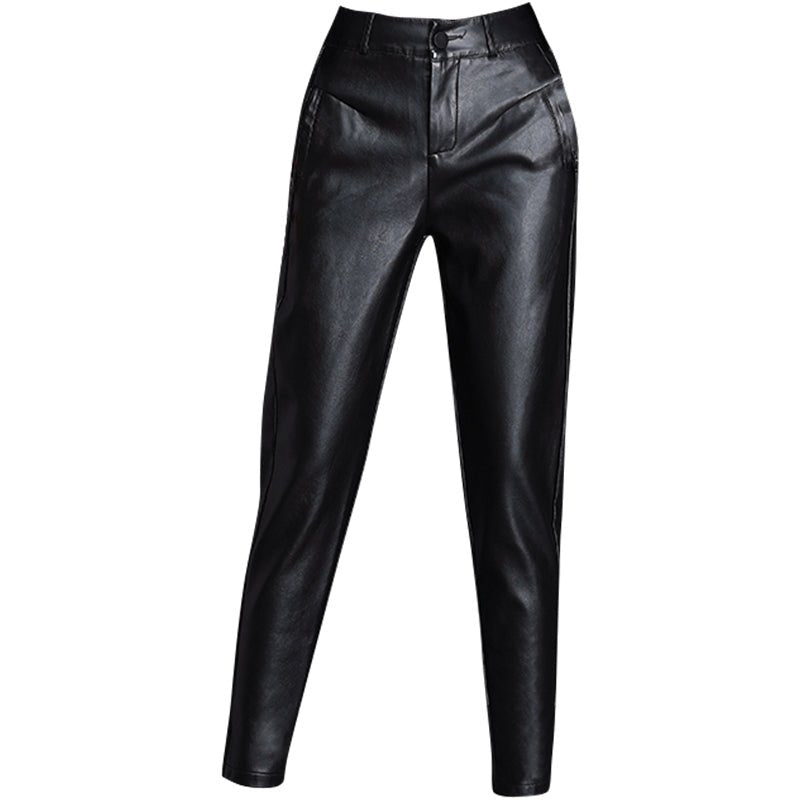 best Leather High Waisted Women Black Sheepskin Leggings Pants Pants shop online at M2K Trends for Bottoms