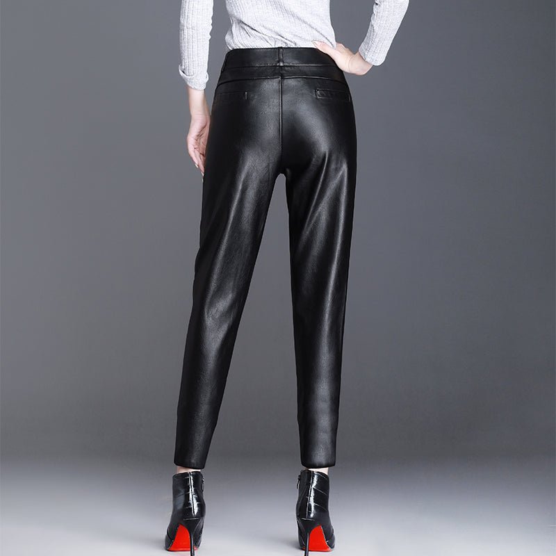 best Leather High Waisted Women Black Sheepskin Leggings Pants Pants shop online at M2K Trends for Bottoms