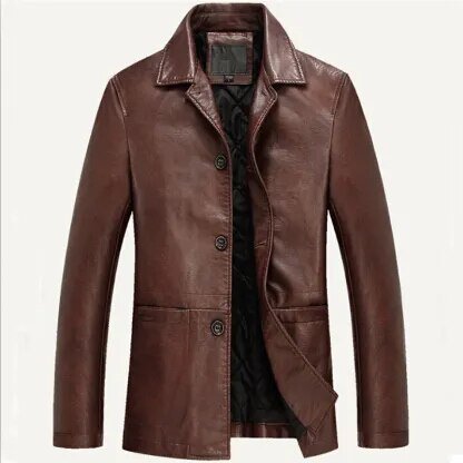 best Leather Jacket Men Soft PU Leather Jacket Male Business Casual Coats Man Jaqueta Masculinas Inverno Couro Large Size XXXL 4XL shop online at M2K Trends for