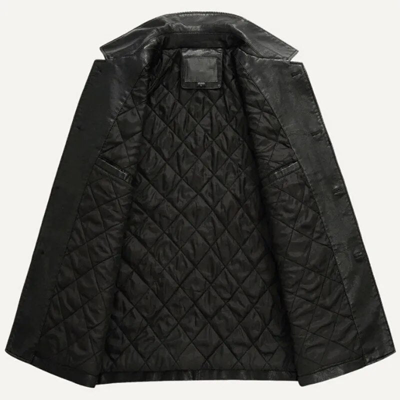 best Leather Jacket Men Soft PU Leather Jacket Male Business Casual Coats Man Jaqueta Masculinas Inverno Couro Large Size XXXL 4XL shop online at M2K Trends for