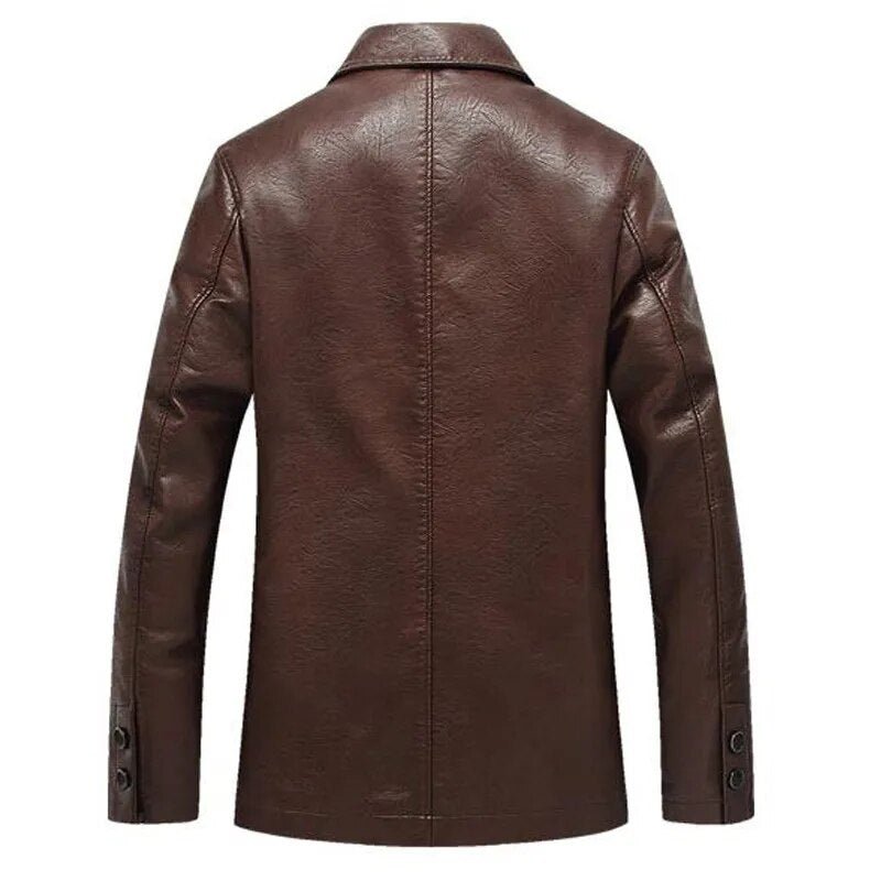 best Leather Jacket Men Soft PU Leather Jacket Male Business Casual Coats Man Jaqueta Masculinas Inverno Couro Large Size XXXL 4XL shop online at M2K Trends for