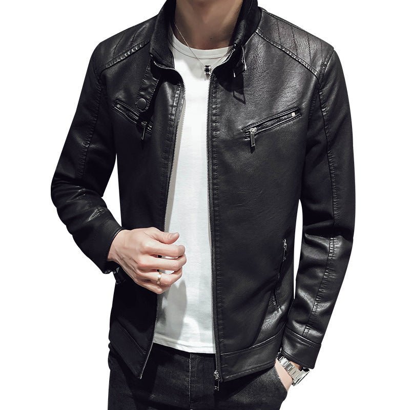 best Leather jacket men's leather zipper cardigan men's jacket 0 shop online at M2K Trends for