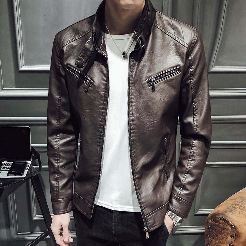 best Leather jacket men's leather zipper cardigan men's jacket 0 shop online at M2K Trends for