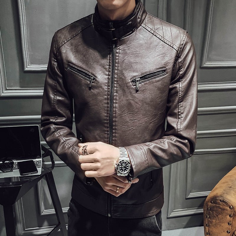 best Leather jacket men's leather zipper cardigan men's jacket 0 shop online at M2K Trends for