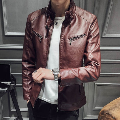 best Leather jacket men's leather zipper cardigan men's jacket 0 shop online at M2K Trends for